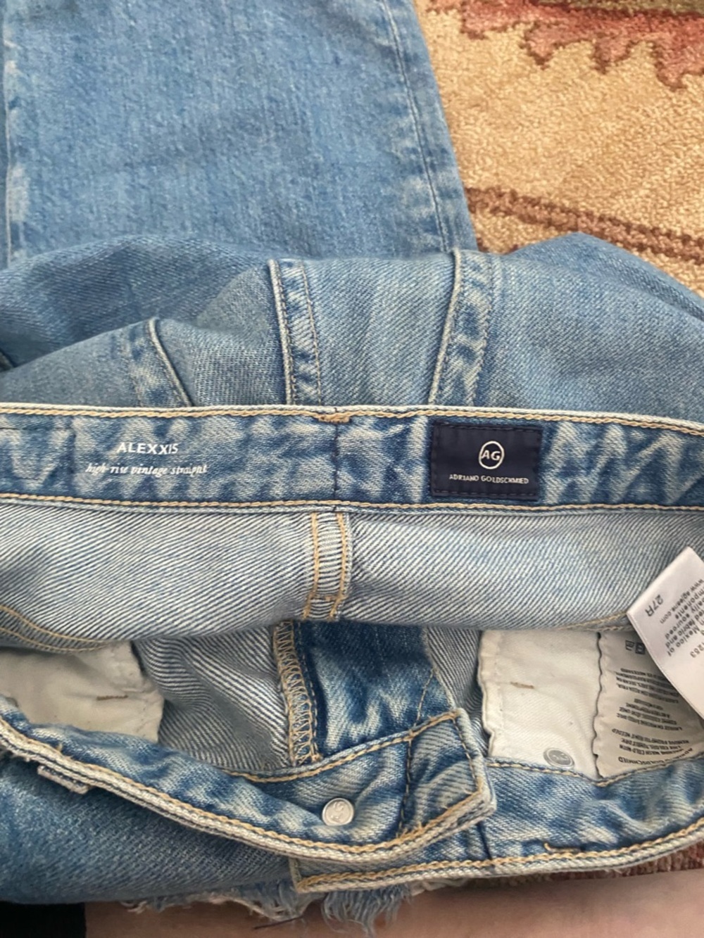 A G Light Blue Distressed Ripped Jeans Alexxis high rise vintage straight 27 - Picture 2 of 4